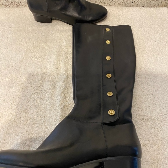 WORN ONCE NINE WEST OREYAN Black Knee-High Boots with Gold Accents. SZ 7 - Picture 2 of 5